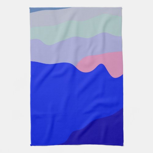 Hand_drawn Horizon with Mountains in Blues  Pinks Kitchen Towel