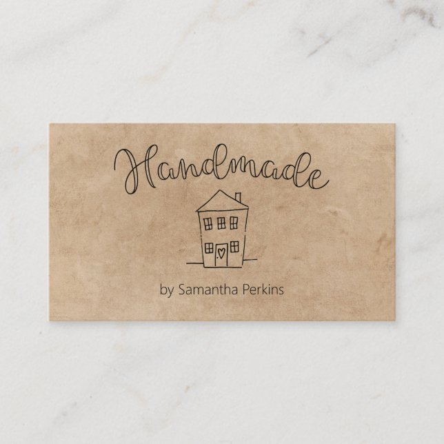 Hand Drawn House Handmade Kraft Paper Business Card (Front)