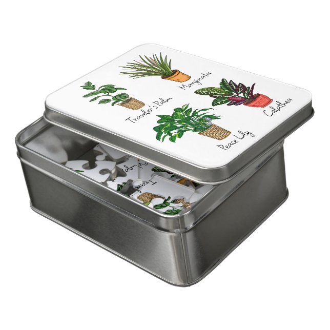 Hand Drawn House Plants Art   Jigsaw Puzzle (Lid Open)