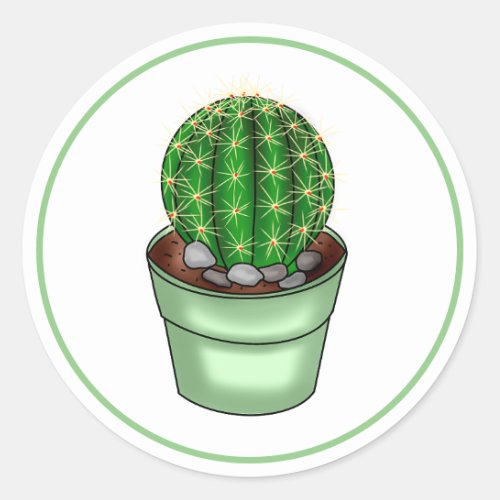Hand Drawn Houseplant Art Cactus Succulent Classic Round Sticker