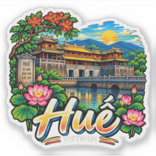 Hand Drawn Huế Vietnam Travel Art Landmark Sticker