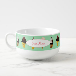 Hand-Drawn Ice Cream Cones Retro Ice Cream Bowl