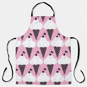 Hand drawn ice cream seamless pattern. Vintage sty Apron