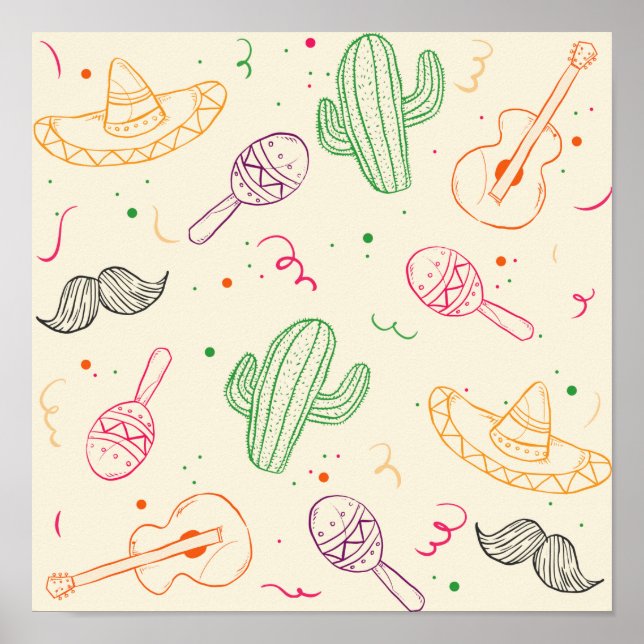 Hand Drawn Illustration Of Cinco De Mayo Day Poster (Front)