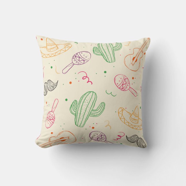 Hand Drawn Illustration Of Cinco De Mayo Day Throw Pillow (Front)