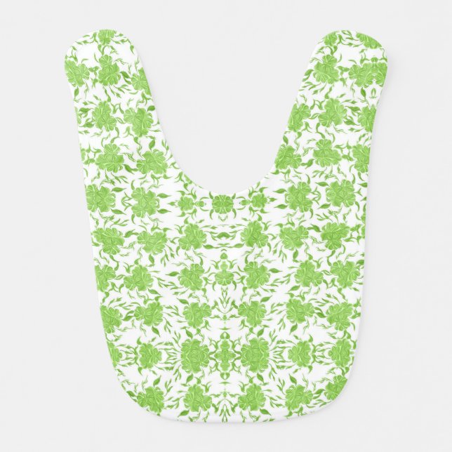 Hand drawn illustration pattern with floral backgr baby bib (Front)
