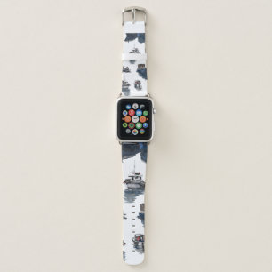 Hand drawn illustration. Watercolor seamless patte Apple Watch Band