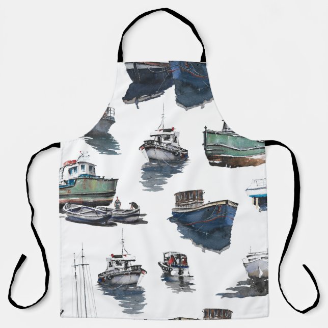 Hand drawn illustration. Watercolor seamless patte Apron (Front)