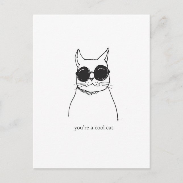 Hand drawn illustration "You're a cool cat" Postcard (Front)