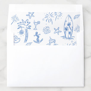 Hand Drawn Illustrations Doodles Beach Wedding Envelope Liner