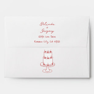Hand Drawn Illustrations Doodles Maroon Wedding Envelope