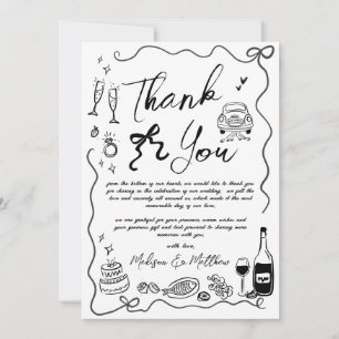 Hand Drawn Illustrations Quirky Doodles Wedding Thank You Card