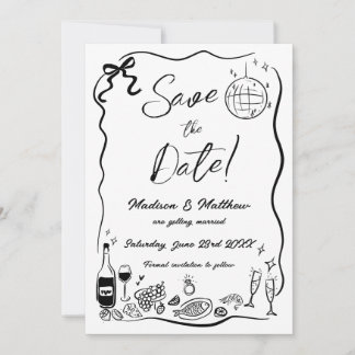 Hand Drawn Illustrations Scribble Doodles Wedding Save The Date