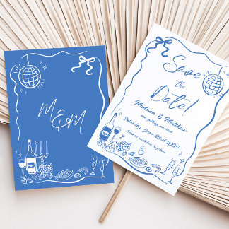 Hand Drawn Illustrations Scribble Doodles Wedding Save The Date