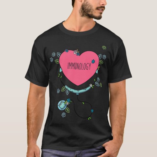 Hand Drawn Immunology Stethoscope Love Cute Immuno T_Shirt
