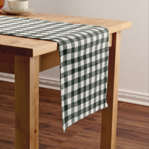 Hand Drawn Imperfect Plaid Farmhouse Black & White Short Table Runner