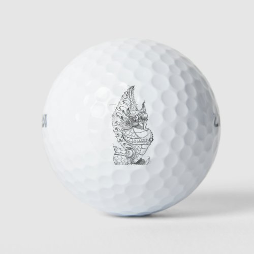 Hand-Drawn Indian Antique Ink Art Golf Balls 