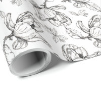 Black Magnolia Floral Gift Wrap