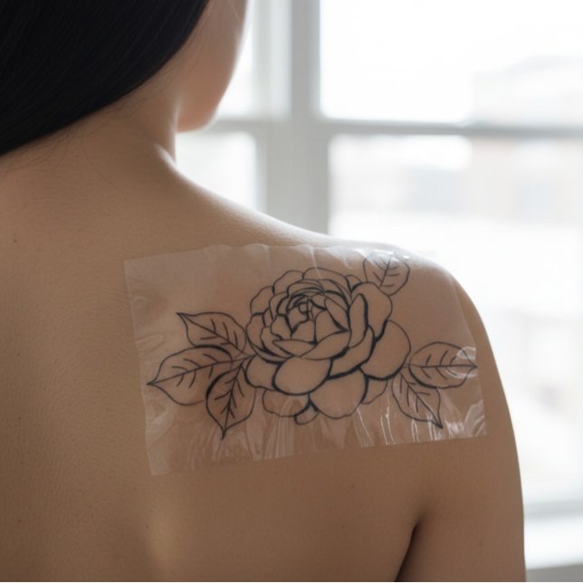 Hand-Drawn Inking Peony Flower Temporary Tattoo  (Creator Uploaded)
