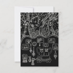 Hand-Drawn Intricate Cats Thank You Card