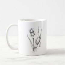 Hand drawn Iris, Botanical Art, Original Print