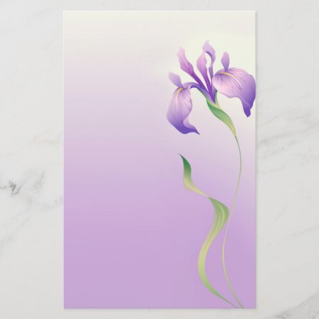 Hand Drawn Iris Flower Stationery