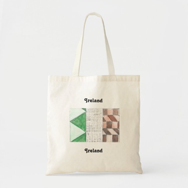 Hand-Drawn Irish Orange White Green Flag Tote Bag (Front)