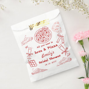Hand Drawn is love & Pizza Bridal Shower Favor Bag