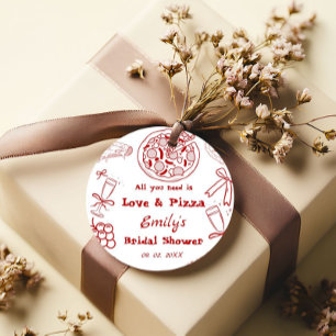 Hand Drawn is love & Pizza Bridal Shower Favor Tags