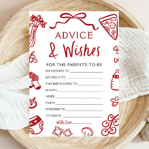 Hand Drawn Italian Baby Shower Advice and Wishes  Invitation