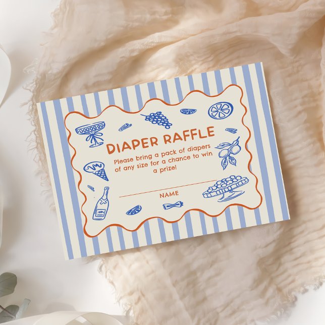 Hand Drawn Italian Baby Shower Diaper Raffle Enclosure Card (Creator Uploaded)