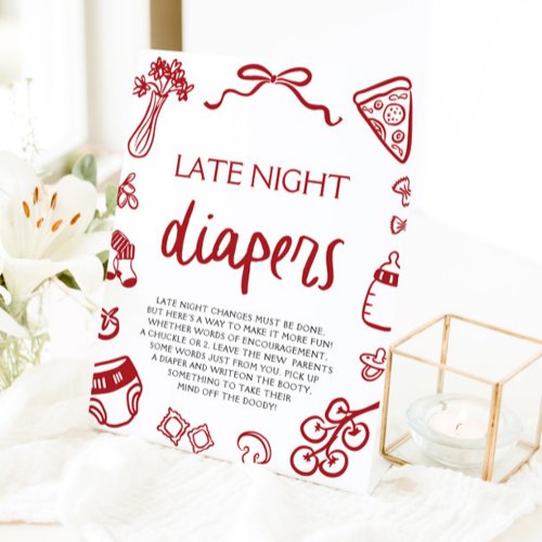 Hand Drawn Italian Baby Shower Late Night Diapers