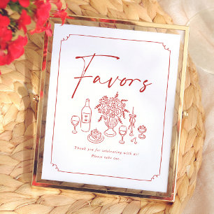 Hand Drawn Italian Bridal Shower Favor Sign