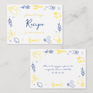 Hand Drawn Italian Bridal Shower Recipe Request Enclosure Card