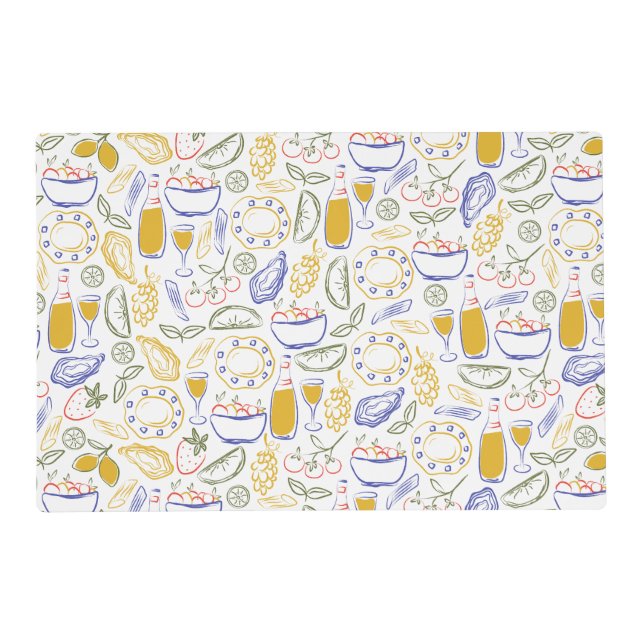 Hand Drawn Italian Food  Placemat (Back)