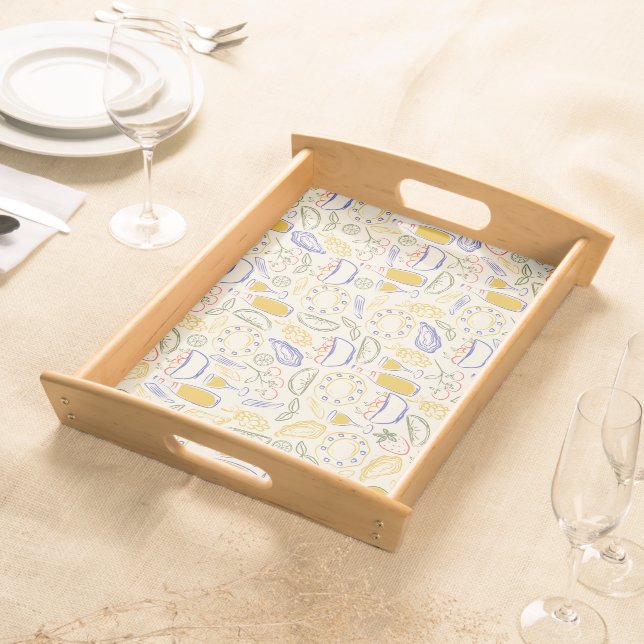 Hand Drawn Italian Food  Serving Tray (Front)