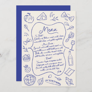 Hand Drawn Italian Menu Blue and Cream