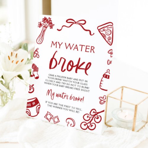 Hand Drawn Italian My Water Broke Baby Shower Game