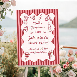 Hand Drawn Italian Pasta Dinner Galentines Party Foam Board