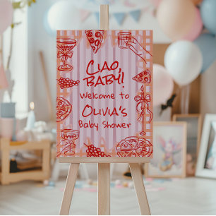 Hand Drawn Italian Pizza Ciao Baby Baby Shower Foam Board