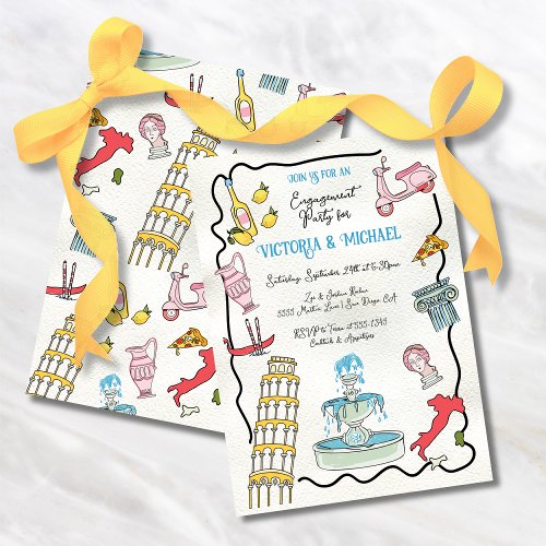 Hand Drawn Italian Rome Mediterraneann Party Invitation