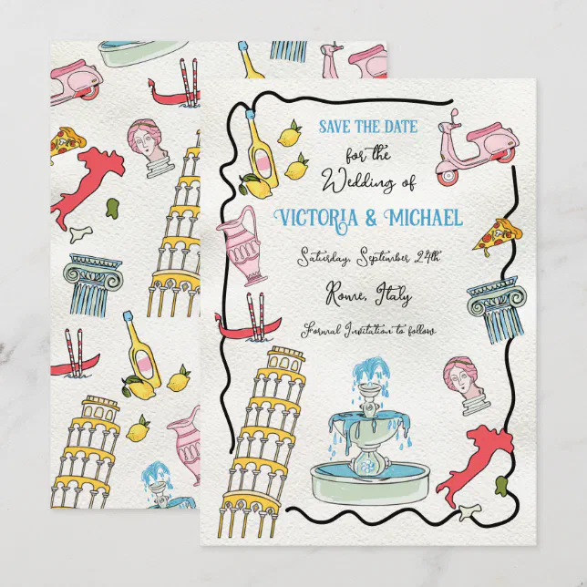 Hand Drawn Italian Rome Mediterraneann Party Invitation | Zazzle