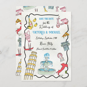 Hand Drawn Italian Rome Mediterraneann Party Invitation