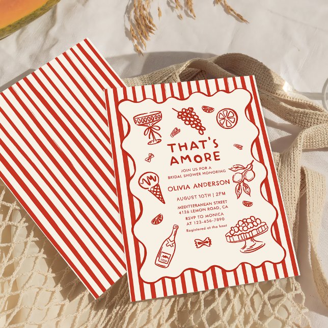 Hand Drawn Italian That's Amore Bridal Shower Invitation (Creator Uploaded)