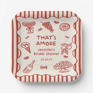 Hand Drawn Italian That's Amore Bridal Shower Paper Plates