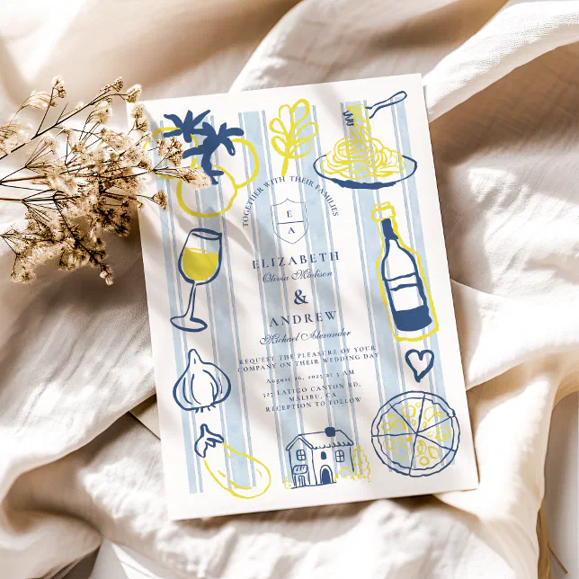 Hand Drawn Italian Wedding Theme Invitation | Zazzle
