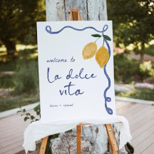Hand Drawn Italian Wedding Welcome Sign, Whimsical