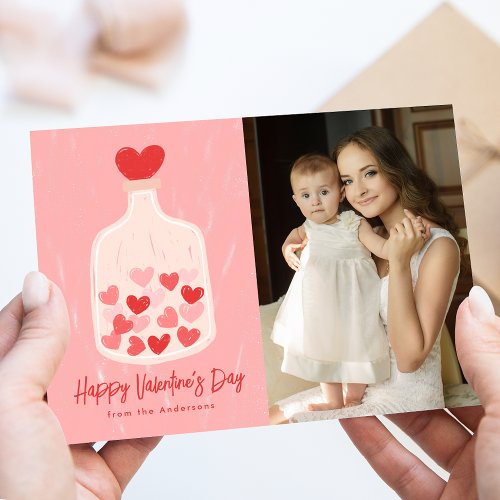 Hand_Drawn Jar of Hearts Photo Valentines Day Holiday Card