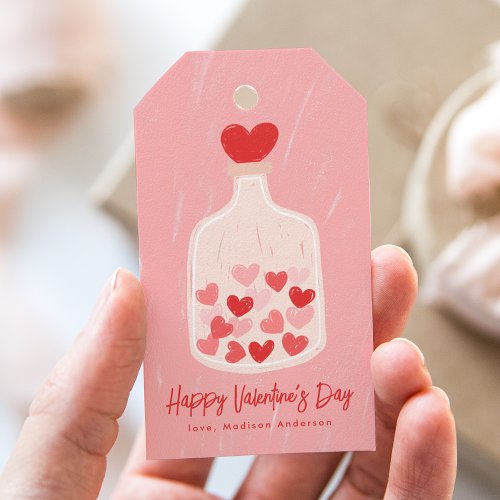 Hand_Drawn Jar of Hearts Valentines Day Gift Tags