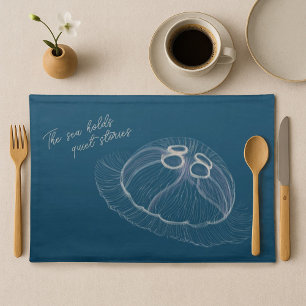 Hand drawn Jellyfish Art  Cloth Placemat